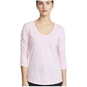 Sundry Light Pink Shirred Sleeve Pima Cotton Tee Balletcore medium NWT